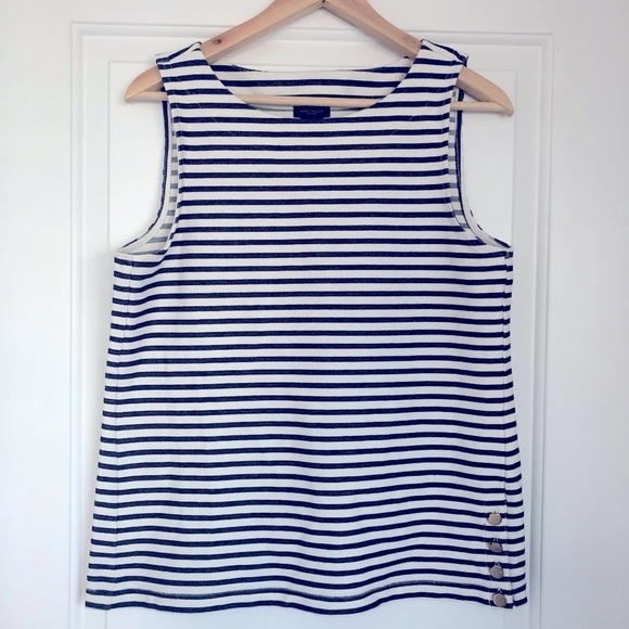 Navy and White Striped Ann Taylor Tank - Picture 1 of 5
